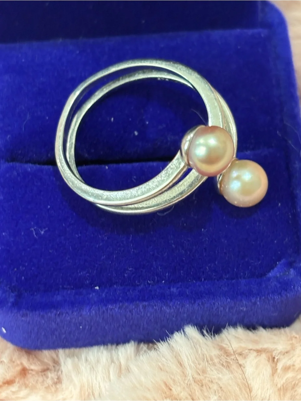 Sterling silver real  Pearl Open Band Ring - Women Jewelry